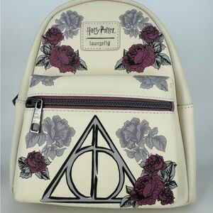 Loungefly Cream Backpack with Harry Potter Floral Design